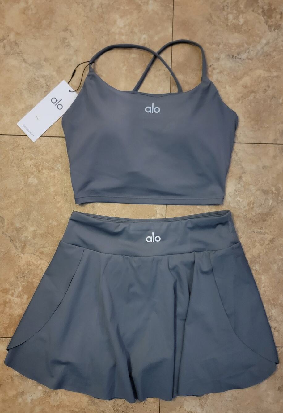 ALO Yoga Women's Midi Skirt Set in Slate Gray